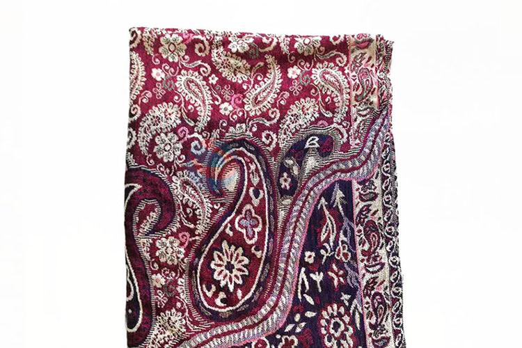 Newly Flower Pattern Soft 100% Cotton Jacquard Scarf