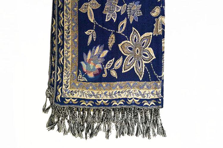 Flower Pattern 100% Cotton Jacquard Scarf