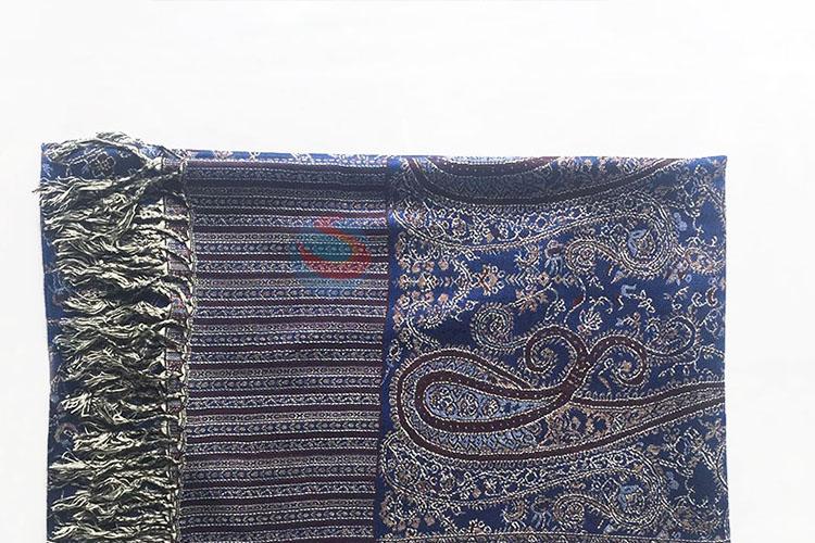 Dark Blue High Quality 100% Cotton Jacquard Scarf