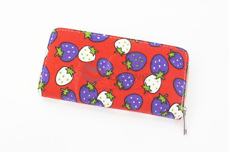 Strawberry Pattern Customized Purse/Wallet With Zippers