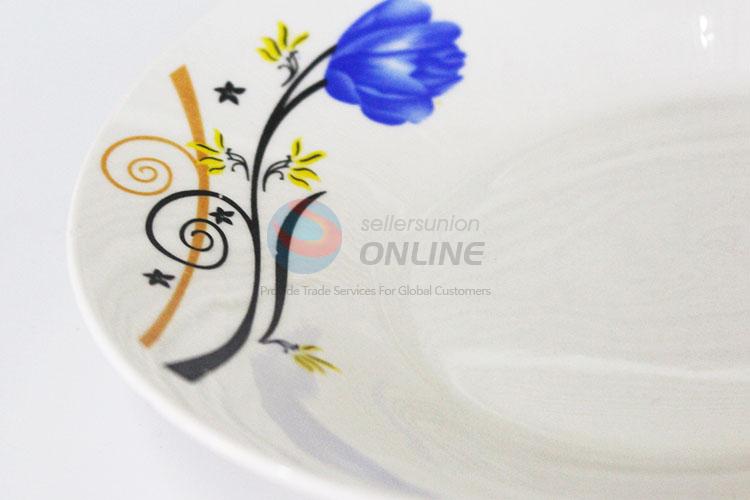 Wholesale Flower Pattern Ceramic Plate Round Dish