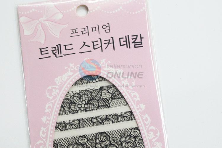 New product low price good black lace nail sticker