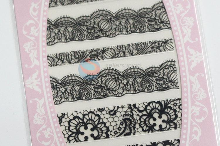 Cheap good quality black lace nail sticker