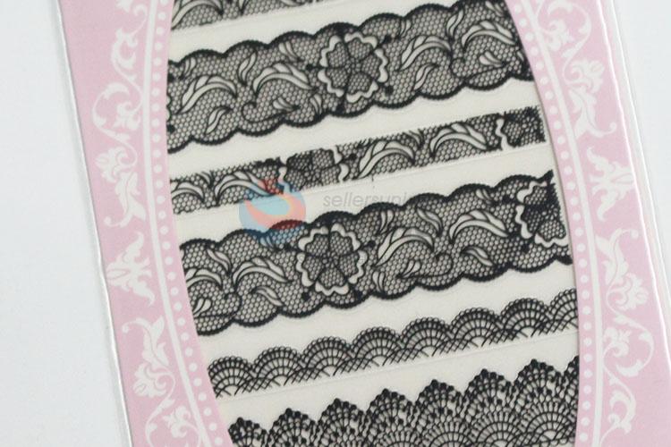 Low price best daily use fashion black lace nail sticker