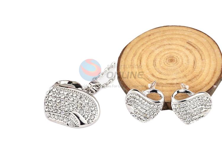 Super quality low price heart shaped necklace&earrings set