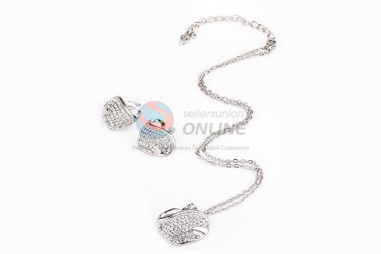 Super quality low price heart shaped necklace&earrings set