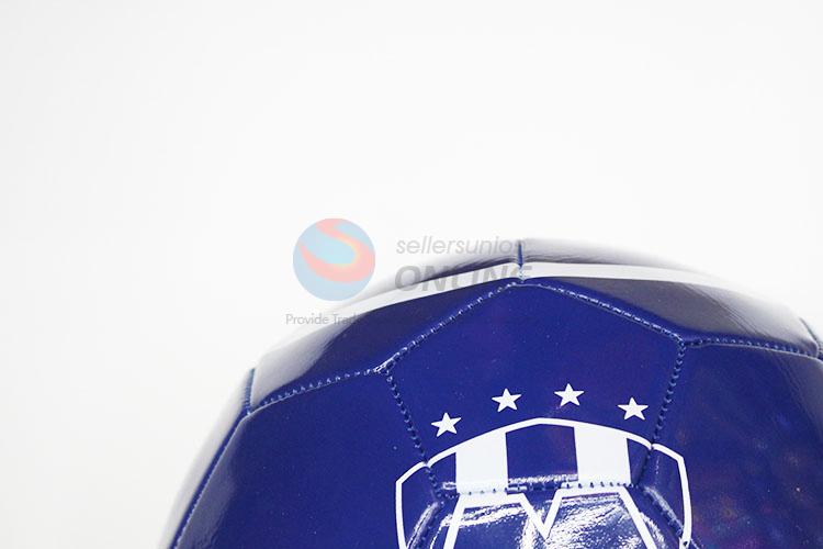 Blue Color PU Leather Shield Printed Traning Soccer Ball