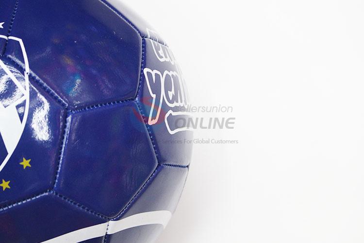 Blue Color PU Leather Shield Printed Traning Soccer Ball