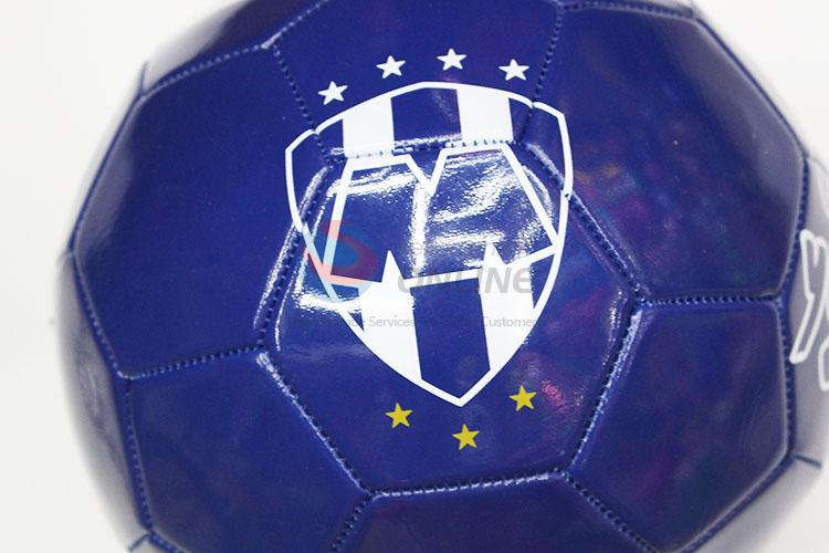 Blue Color PU Leather Shield Printed Traning Soccer Ball