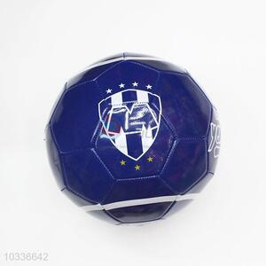 Blue Color PVC Split Leather Shield Printed Traning Soccer Ball