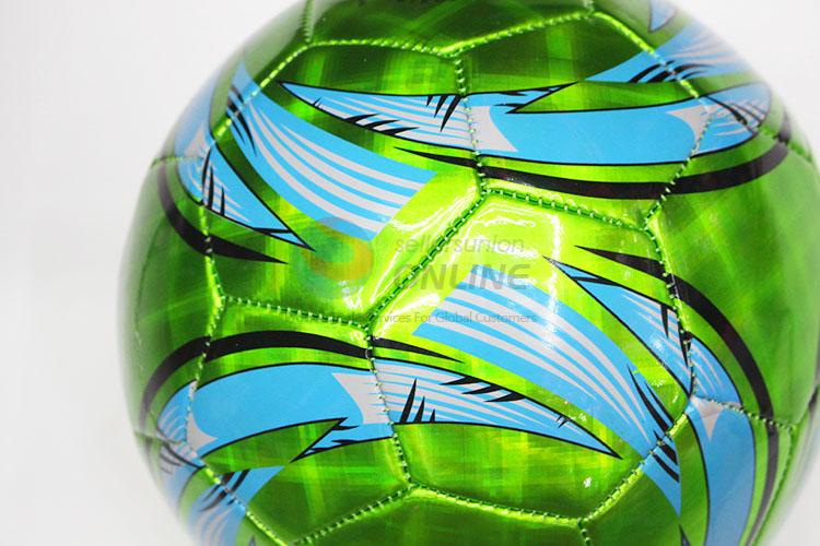 Shining Green Color PVC Split Leather Soccer Ball Football