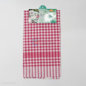 Comfortable pink plaid kitchen towel