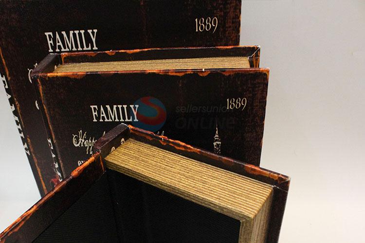 Comfortable wood vintage book storage box_3 pcs