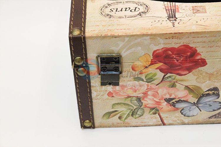 Wholesale custom cheap archaize tissue box with flower pattern