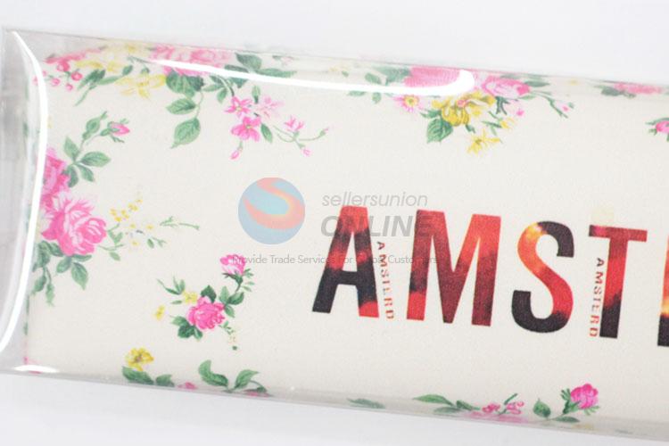 High Quality Cheap Custom Flower Printed Pu Pencil Bag