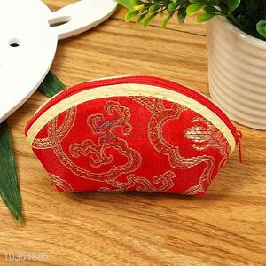 Luxury Silk Coin Purse Portable Coin Case With Zipper