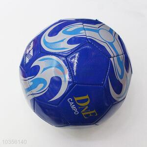 Fashion Blue Color PU Training Game Soccer Football with Rubber Bladder