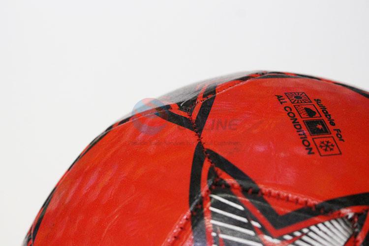 Star Pattern Red TPU Training Game Soccer Football with Line Bladder