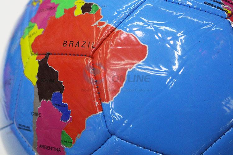 World Map Pattern PU Training Game Soccer Football with Rubber Bladder