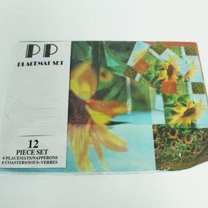 6+6 Sunflower Printed PP Placemat Set