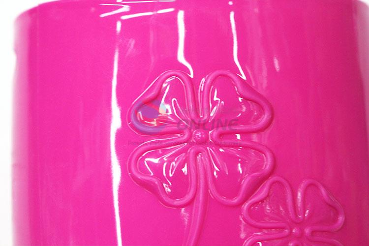 Flower Pattern Plastic Mini Desk Ashcan Trash Can