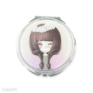 Custom Beauty Girl Pattern Round Cosmetic Mirror