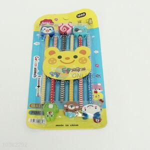 6PC/Set School Pencil Student Belt Rubber Head Pencils