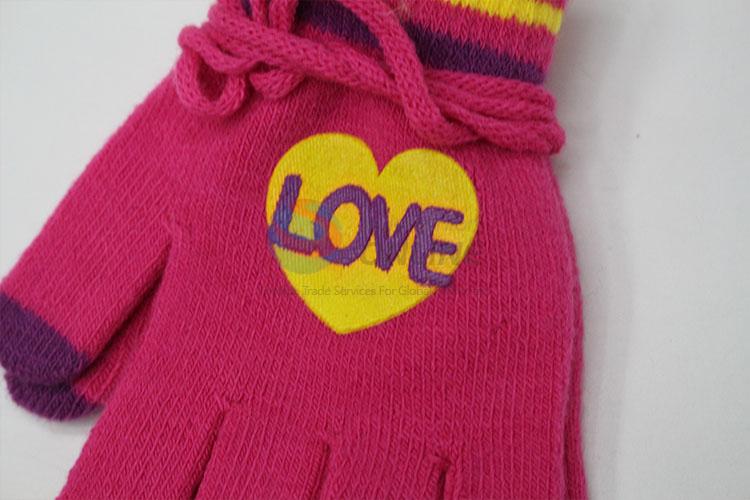 Wholesale custom cheap knitted gloves with love letter