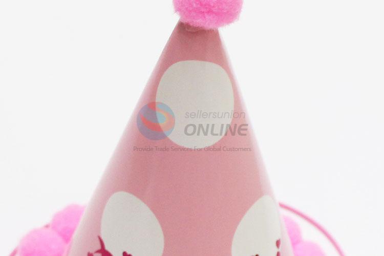 Low price pink&white birthday use hat