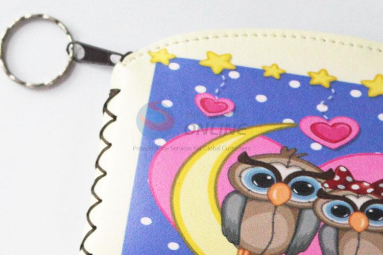 Low price good owl pattern pu coin purse