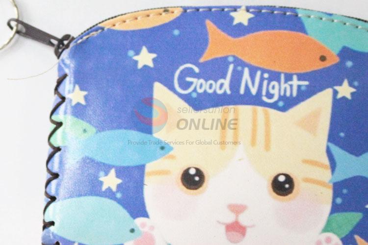 Low price cute useful cat pattern pu coin purse