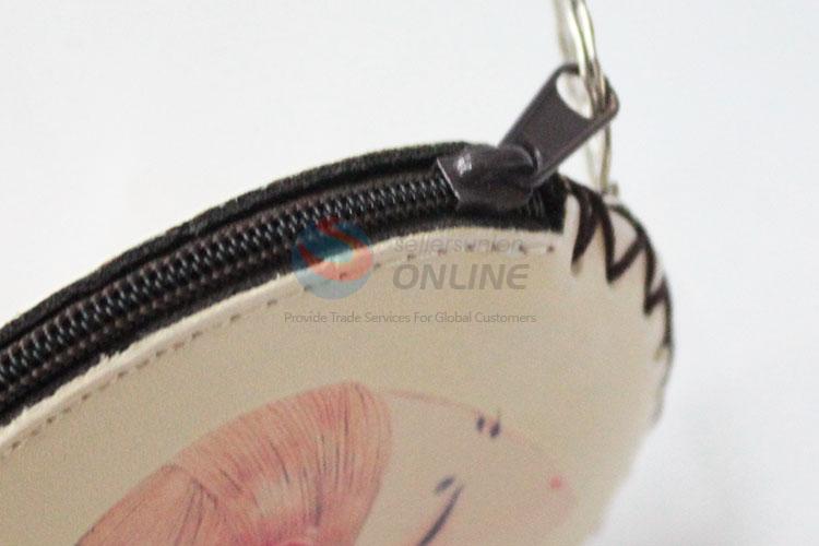 Top quality beautiful girl pattern round coin purse