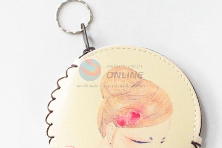 Top quality beautiful girl pattern round coin purse