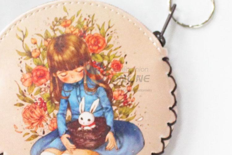 Popular low price girl pattern round coin purse