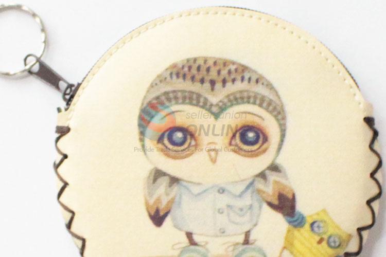 Daily use cheap owl pattern round coin purse