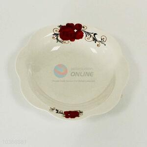 Best sales cheap red rose pattern ceramic plate