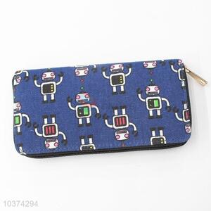 Factory Price Cotton Leather Robbot Pattern Wallet