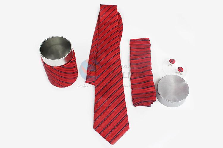 Good quality printed necktie+cufflink+kerchief