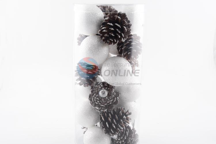 White Ball and Pine Cone Christmas Decoration Tree Ornament