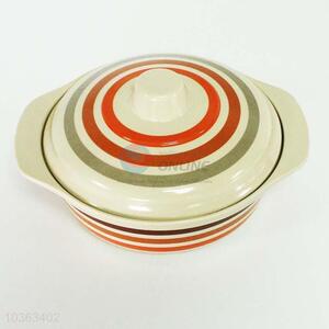 Striped Melamine Bowl With Lid