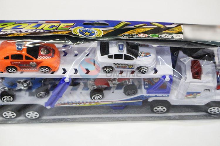 Chinese Factory Inertia Drag Head Car with Light Music Carry 2pcs F1 and 2pcs Police Car Boy Toys Pack of Electricity