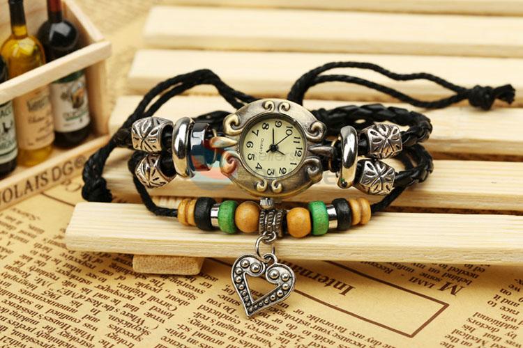 Hot Selling Color Beads Leather Bracelet Fashion Wristwatch