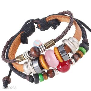 High Quality Color Beads Leather Bracelets