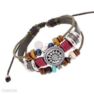 Fashion Color Beads Leather Bracelet Cool Wristband