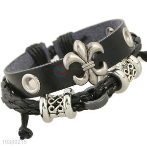 Fashion Accessories Leather  Beaded Bracelet