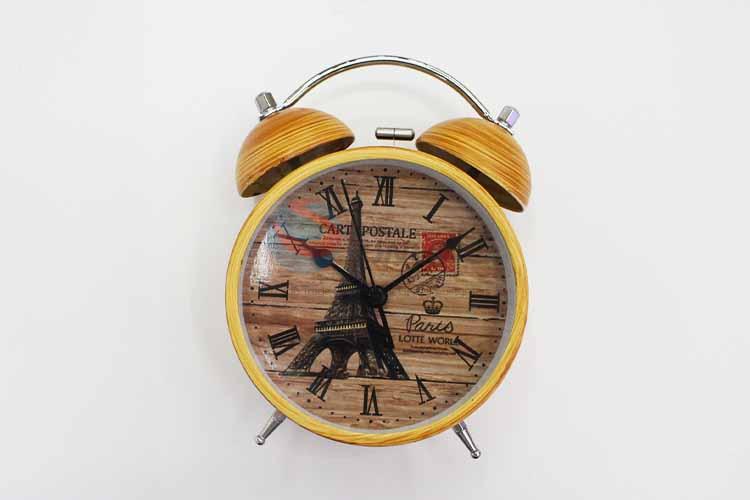 Wood Pattern Iron Alarm Clock/Table Clock