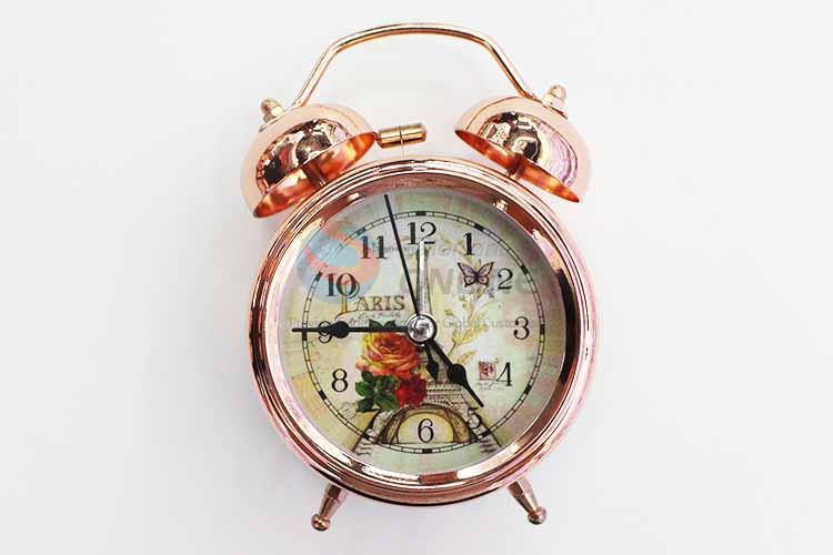 Rose Pattern Iron Alarm Clock/Table Clock