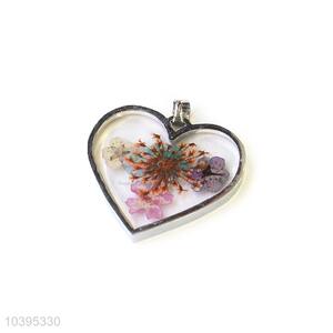 Custom Heart Shape Real Flower Pendant With Gold Chain