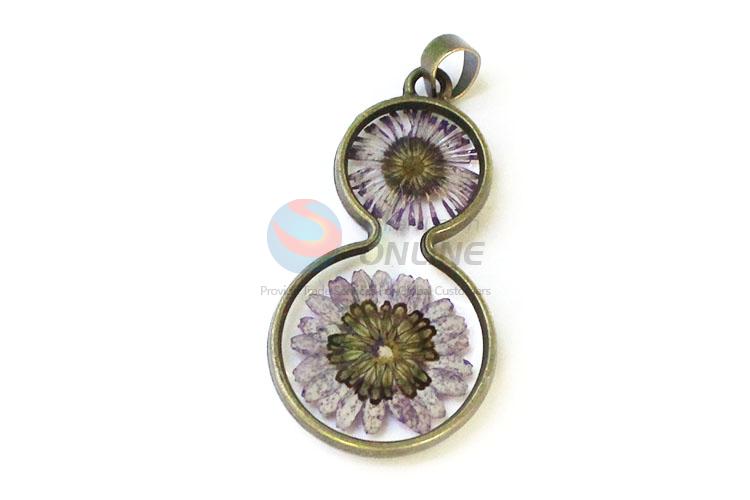 Fashion Gourd Shape Zinc Alloy Pendant Real Flower Pendant