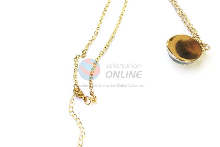 Popular Heart Shape Pendant With Gold Chain Fashion Real Flower Necklace